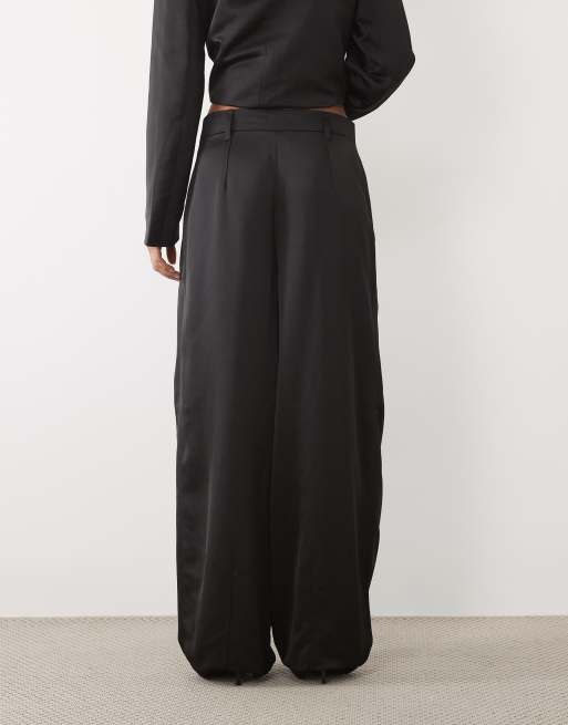 Pieces smart satin pants co-ord in black, 5 of 5