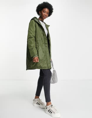 green hooded winter coat