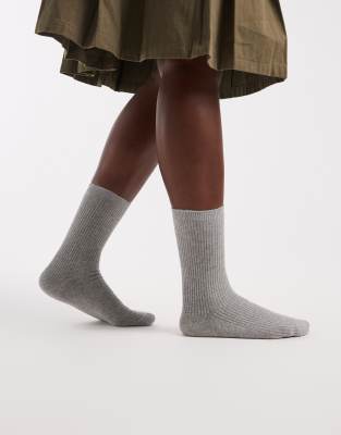 Pieces - Socken in Hellgrau meliert