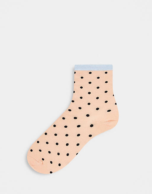Pieces socks in peach polka dot