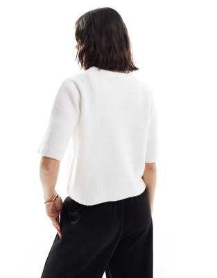 Pieces Soft Knit Short Sleeve Cardigan In White