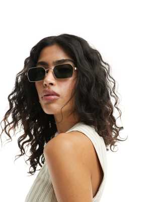 Pieces - Sonnenbrille mit Retro-Gestell in Gold-Goldfarben