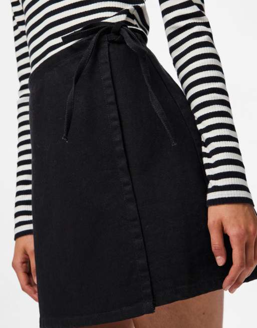Pieces - Sort mininederdel i denim, 4 af 5
