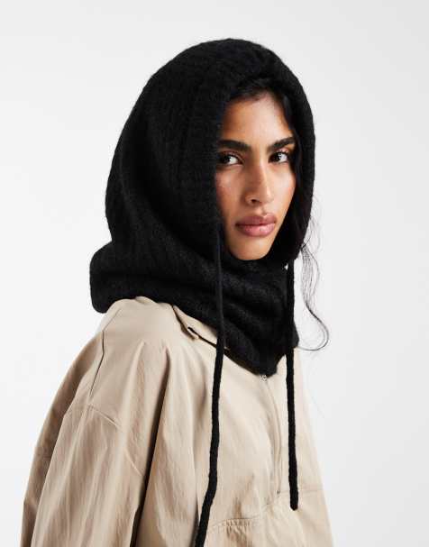 Pieces - Sort oversized kombineret elefanthue og halsedisse - view 1