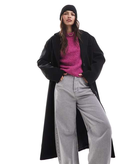 Pieces - Sort oversized skræddersyet maxifrakke
