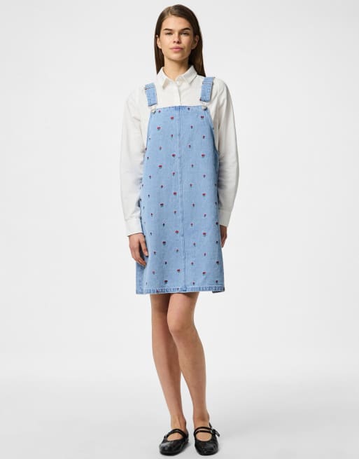 Pieces - Spencer - Vestito in denim azzurro 1