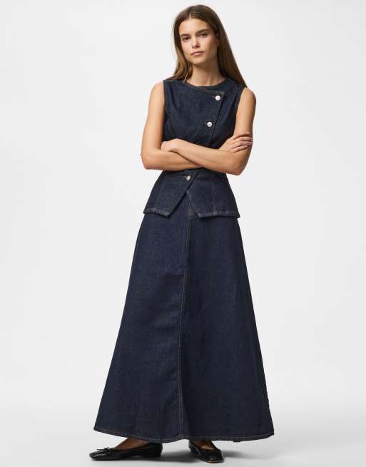 Pieces spódnica jeansowa z ciemnoniebieskiego denimu, 5 z 7