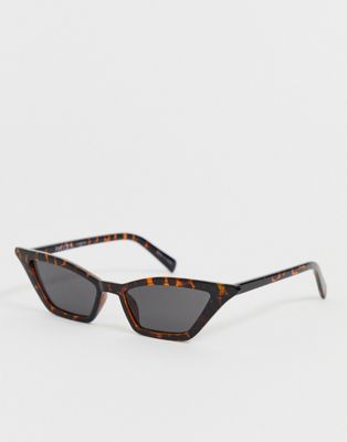 Pieces – Spräckliga cat eye-solglasögon med smala bågar-Brun