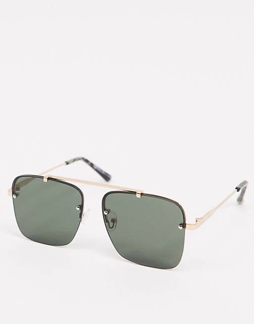 Pieces square aviator sunglasses in black | ASOS
