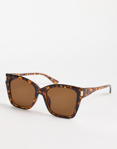 Pieces square fram cat eye sunglasses in toroise shell print - view 1