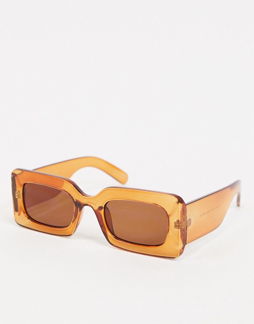 Pieces square frame sunglasses in brown