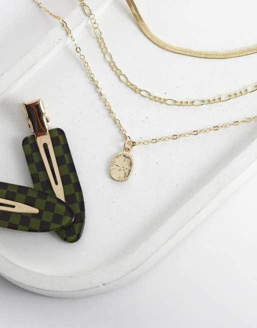Pieces stack necklace in gold, 2 of 4