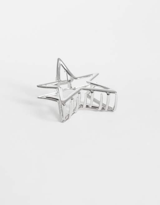Pieces star claw hair clip in silver tone, 2 of 3