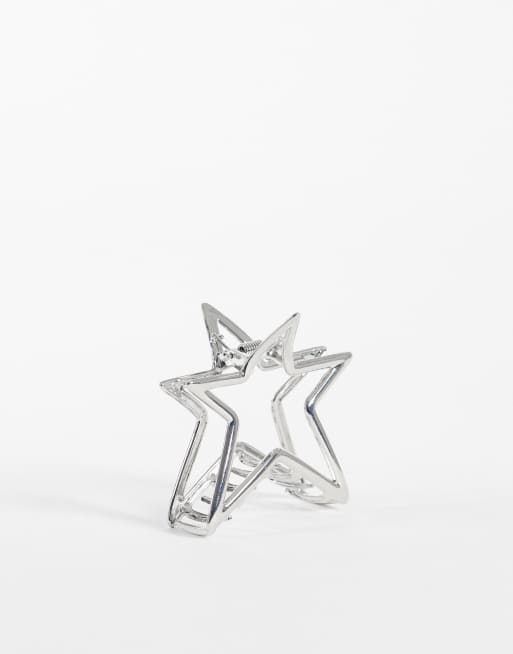 Pieces star claw hair clip in silver tone, 3 of 3