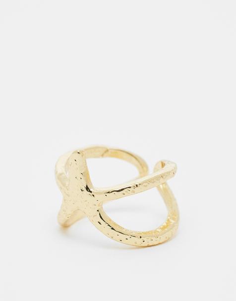 Pieces starfish ring in gold tone - view 1