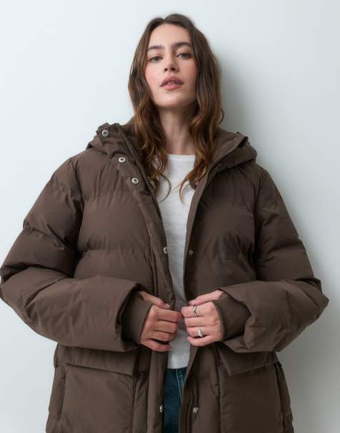 Pieces Steppjacke mit Taschen-Detail in Schokobraun - view 1