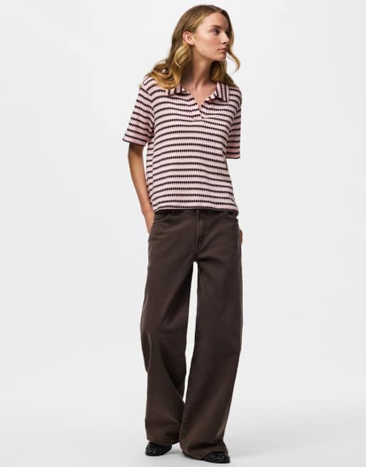 Pieces stickad topp i rosa tyll, 3 av 7