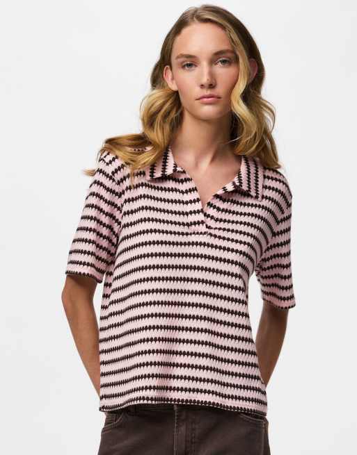 Pieces stickad topp i rosa tyll, 6 av 7
