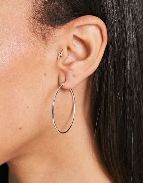 Pieces – Stora creoler med plätering i sterlingsilver - view 1