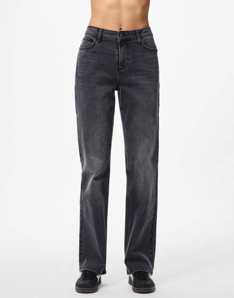 Pieces Straight fit jeans in dark grey denim - view 1