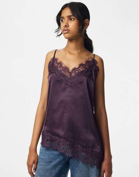 Pieces Strap top in plum perfect - view 1