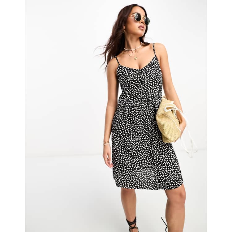 Black and white strappy dress sales