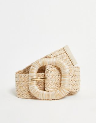 Pieces straw buckle belt in natural