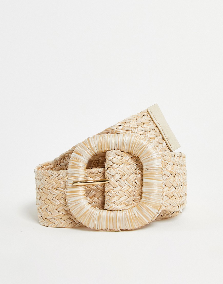 Pieces straw buckle belt in natural-Neutral