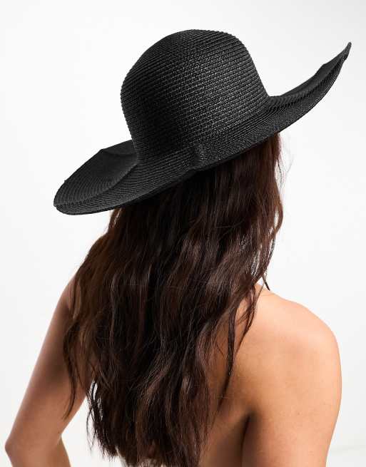 Saint Laurent Wide-brimmed Straw Hat in Black