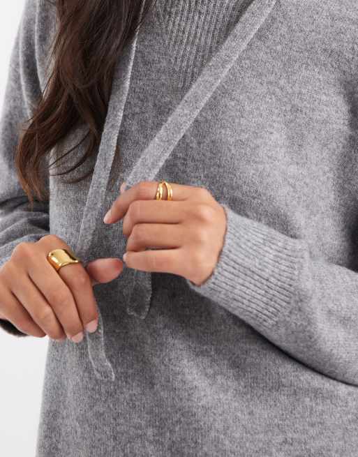 Pieces Strick-Hoodie in mittelgrau meliert, 4 von 4