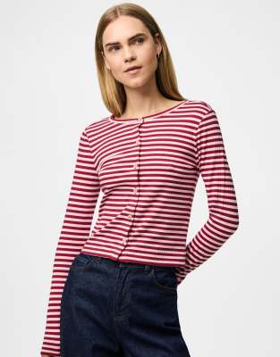 Pieces - Strickjacke in Goji-Beeren-Rot