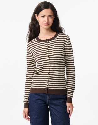 Pieces - Strickjacke in Hot Fudge 1-Weiß