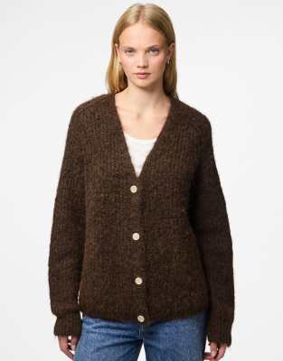Pieces - Strickjacke in Hot Fudge-Brown