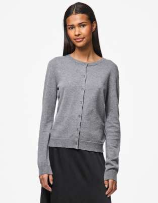 Pieces - Strickjacke in mittelgrau meliert