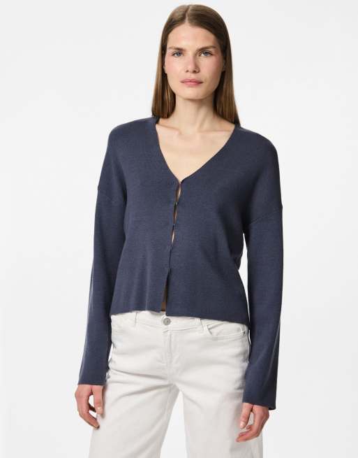 Pieces – Strickjacke in Ombre-Blau