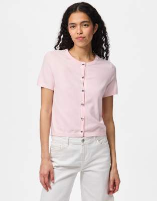 Pieces - Strickjacke in Pink-A-Boo-Rosa