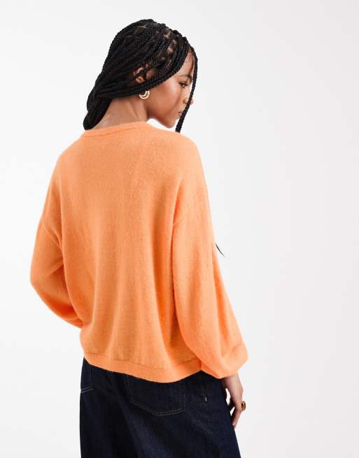 Pieces – Strickjacke in Rotbraun meliert, 4 von 4