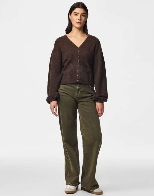 Pieces Strickjacke in Schokobraun, 3 von 6