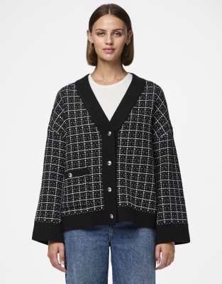 Pieces - Strickjacke in Schwarz