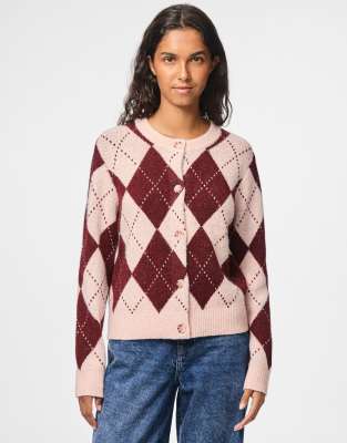 Pieces - Strickjacke in Tüll-Rosa