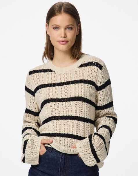 Pieces – Strickpullover in Birkenweiß - view 1