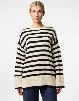 Pieces - Strickpullover in Birkenweiß-Neutral