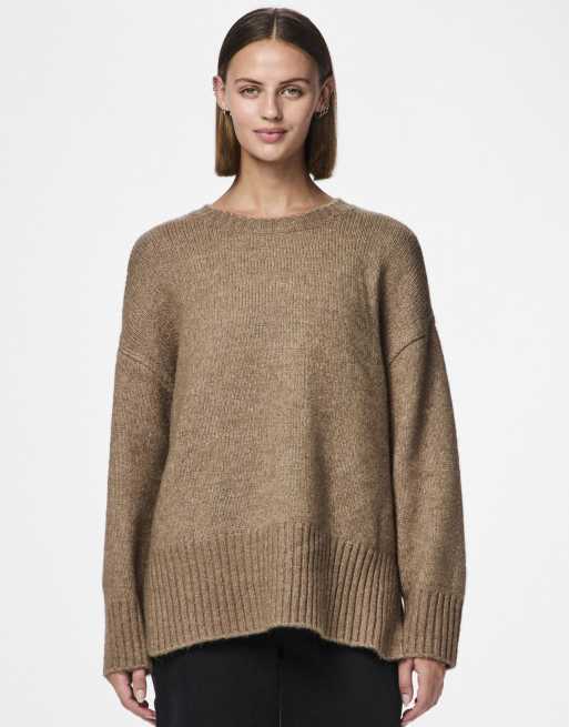 Pieces – Strickpullover in Birkenweiß