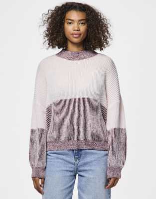Pieces - Strickpullover in Kastanienbraun-Rot