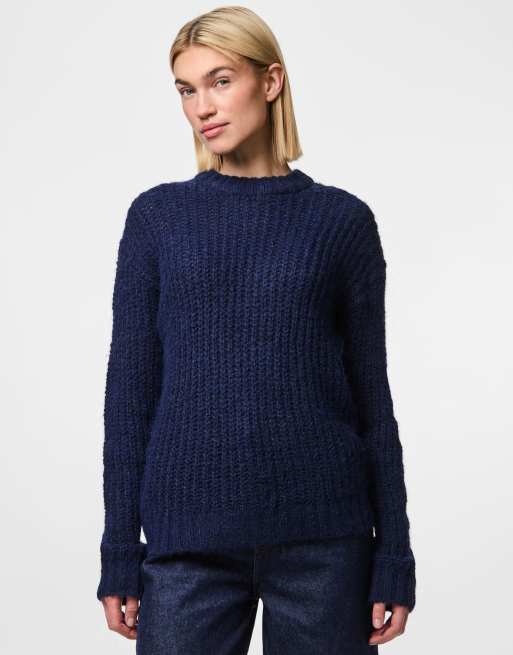 Pieces – Strickpullover in maritimem Blau