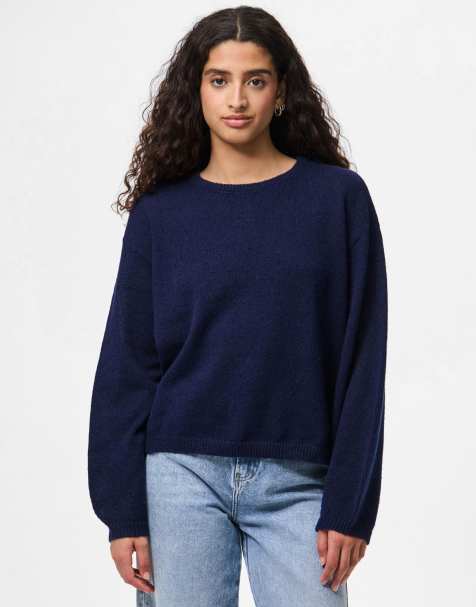 Pieces – Strickpullover in maritimem Blau - view 1