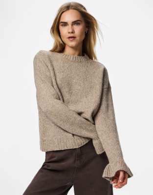 Pieces - Strickpullover in Morchelbraun-Brown