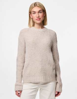 Pieces - Strickpullover in Silbergrau