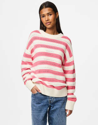 Pieces - Strickpullover in Wolkentänzer-Weiß