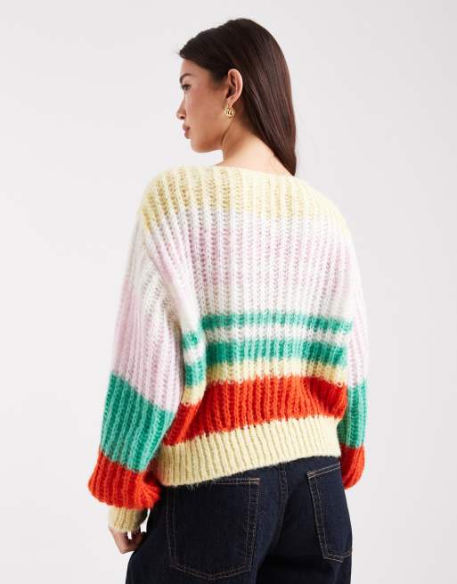 PIECES – Strickpullover mit bunten Retro-Streifen, 4 von 4